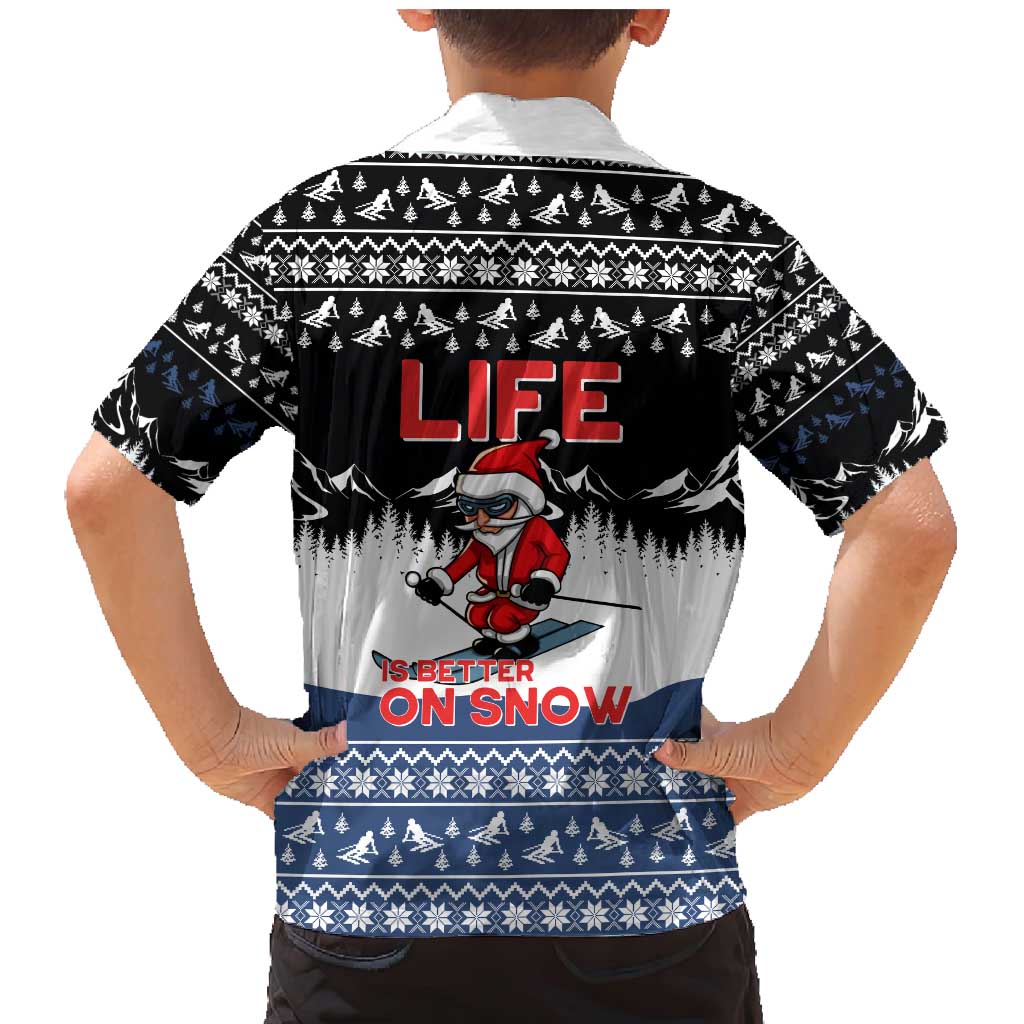 Skiing Life Is Better On Snow Christmas Family Matching Mermaid Dress and Hawaiian Shirt Xmas Holiday Patterns - Wonder Print Shop