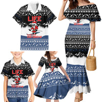 Skiing Life Is Better On Snow Christmas Family Matching Mermaid Dress and Hawaiian Shirt Xmas Holiday Patterns - Wonder Print Shop