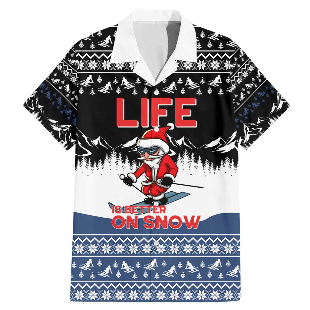 Skiing Life Is Better On Snow Christmas Family Matching Mermaid Dress and Hawaiian Shirt Xmas Holiday Patterns - Wonder Print Shop
