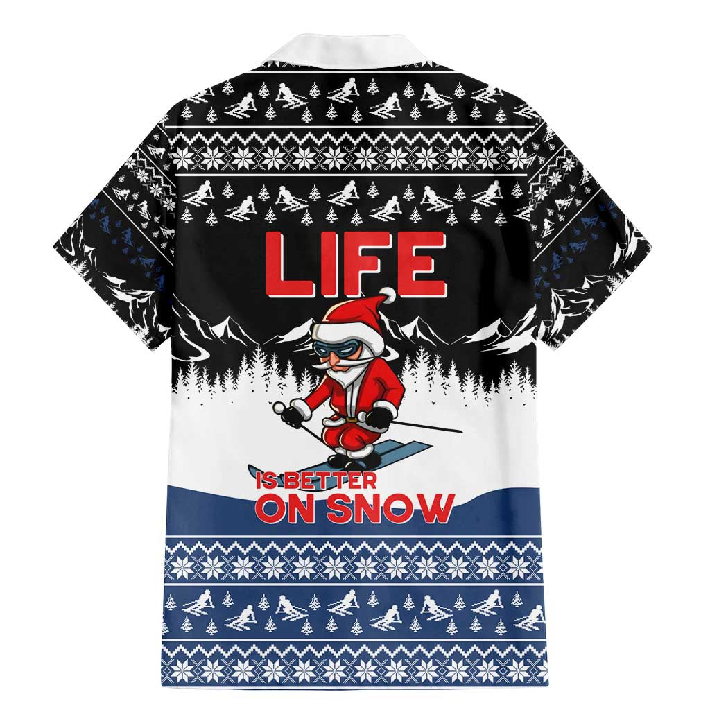 Skiing Life Is Better On Snow Christmas Family Matching Mermaid Dress and Hawaiian Shirt Xmas Holiday Patterns - Wonder Print Shop