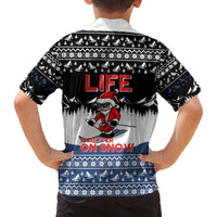 Skiing Life Is Better On Snow Christmas Family Matching Off The Shoulder Long Sleeve Dress and Hawaiian Shirt Xmas Holiday Patterns - Wonder Print Shop