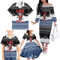 Skiing Life Is Better On Snow Christmas Family Matching Off The Shoulder Long Sleeve Dress and Hawaiian Shirt Xmas Holiday Patterns - Wonder Print Shop