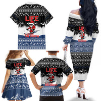 Skiing Life Is Better On Snow Christmas Family Matching Off The Shoulder Long Sleeve Dress and Hawaiian Shirt Xmas Holiday Patterns - Wonder Print Shop
