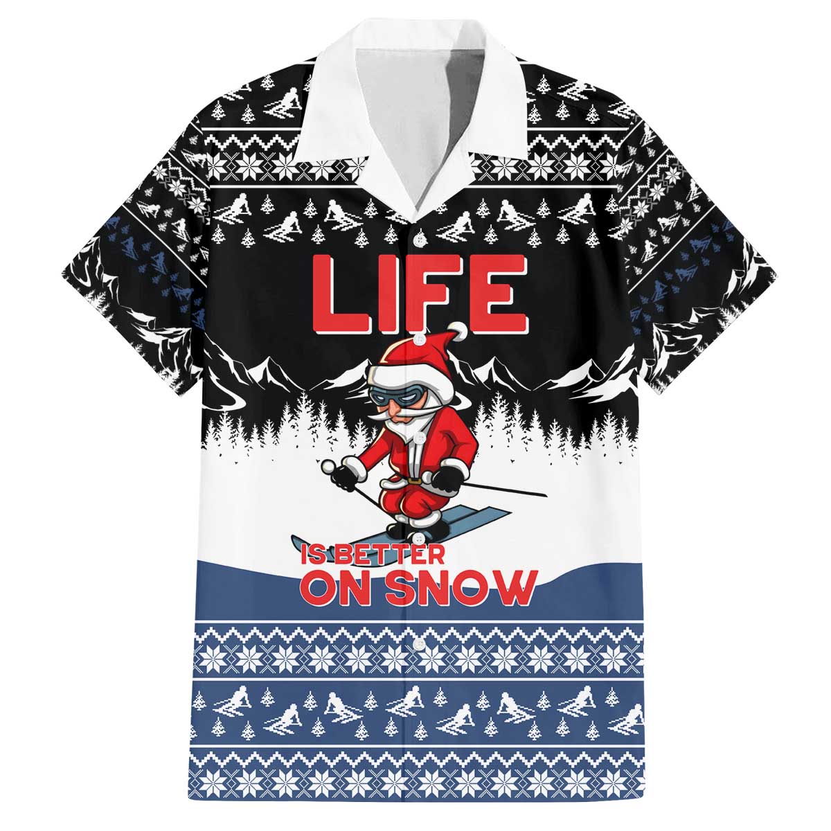 Skiing Life Is Better On Snow Christmas Family Matching Off The Shoulder Long Sleeve Dress and Hawaiian Shirt Xmas Holiday Patterns - Wonder Print Shop