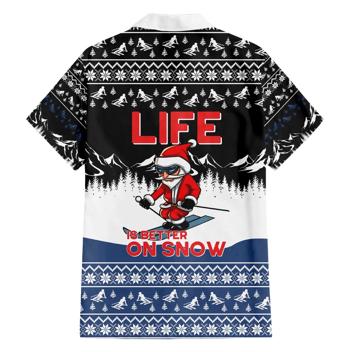 Skiing Life Is Better On Snow Christmas Family Matching Off The Shoulder Long Sleeve Dress and Hawaiian Shirt Xmas Holiday Patterns - Wonder Print Shop
