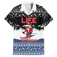 Skiing Life Is Better On Snow Christmas Family Matching Off Shoulder Short Dress and Hawaiian Shirt Xmas Holiday Patterns - Wonder Print Shop