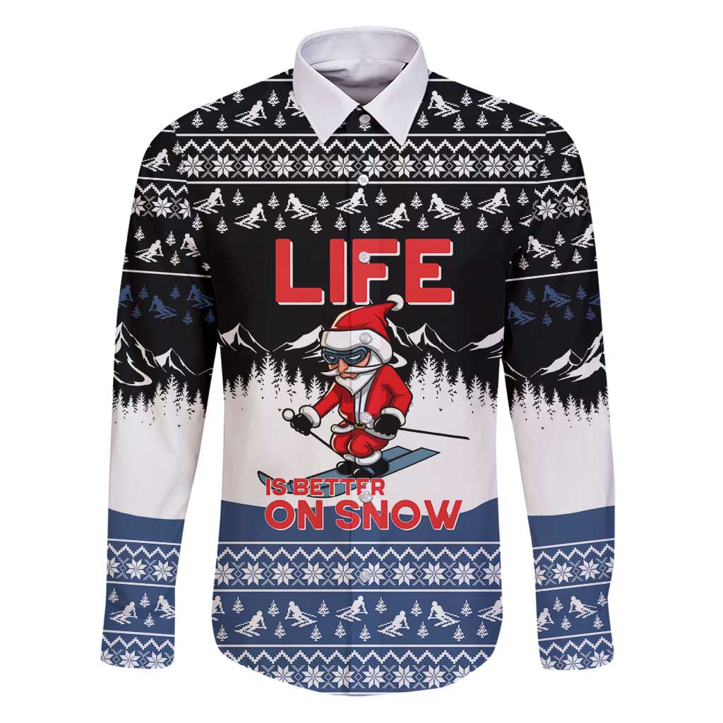 Skiing Life Is Better On Snow Christmas Family Matching Puletasi and Hawaiian Shirt Xmas Holiday Patterns - Wonder Print Shop