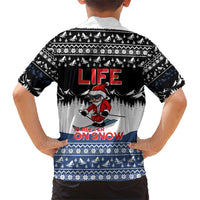 Skiing Life Is Better On Snow Christmas Family Matching Short Sleeve Bodycon Dress and Hawaiian Shirt Xmas Holiday Patterns - Wonder Print Shop