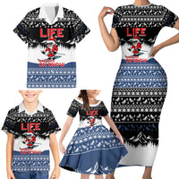 Skiing Life Is Better On Snow Christmas Family Matching Short Sleeve Bodycon Dress and Hawaiian Shirt Xmas Holiday Patterns - Wonder Print Shop