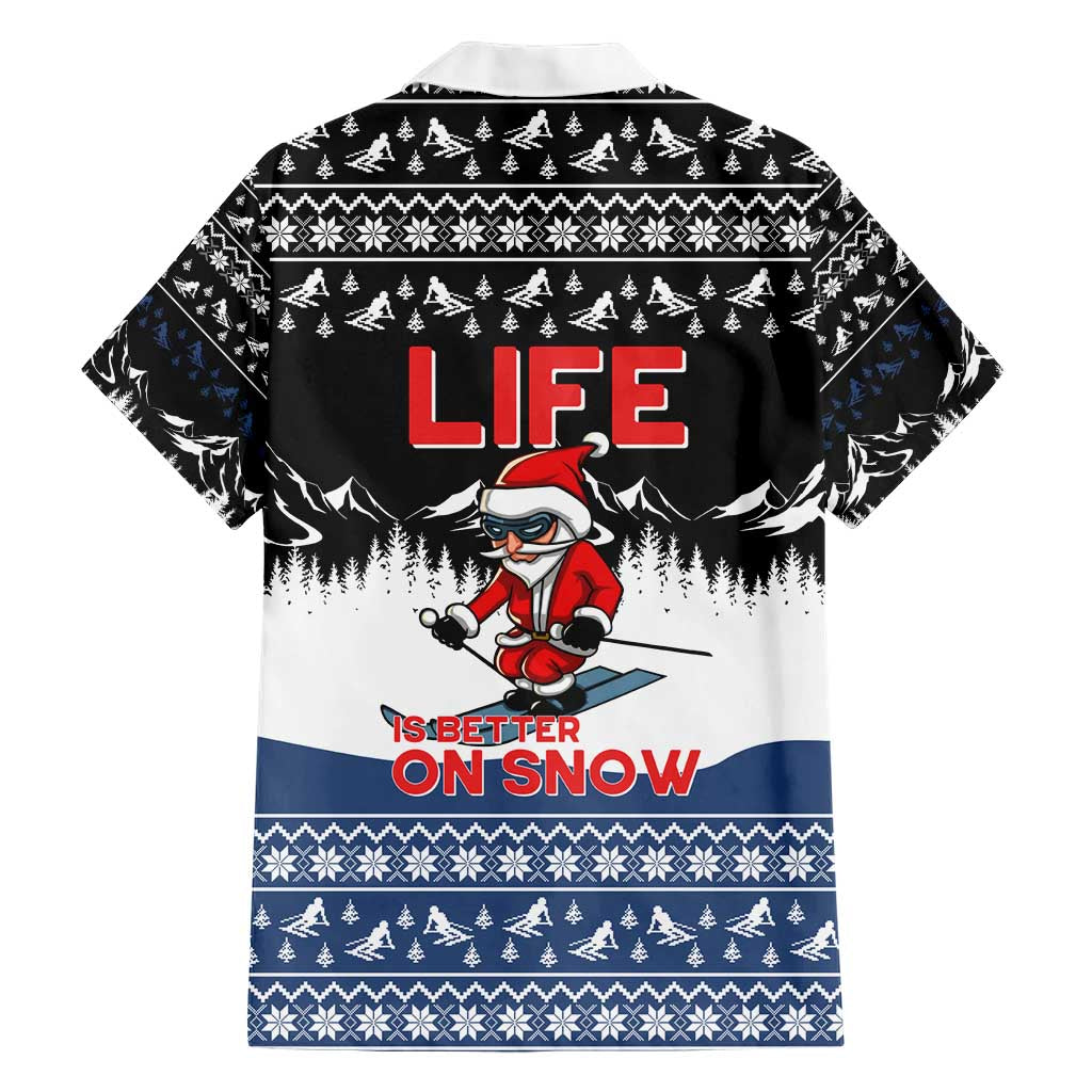 Skiing Life Is Better On Snow Christmas Family Matching Short Sleeve Bodycon Dress and Hawaiian Shirt Xmas Holiday Patterns - Wonder Print Shop