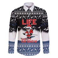 Skiing Life Is Better On Snow Christmas Family Matching Short Sleeve Bodycon Dress and Hawaiian Shirt Xmas Holiday Patterns - Wonder Print Shop