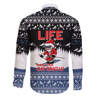 Skiing Life Is Better On Snow Christmas Family Matching Short Sleeve Bodycon Dress and Hawaiian Shirt Xmas Holiday Patterns - Wonder Print Shop