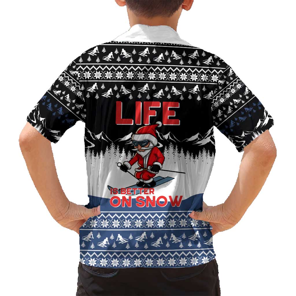 Skiing Life Is Better On Snow Christmas Family Matching Summer Maxi Dress and Hawaiian Shirt Xmas Holiday Patterns - Wonder Print Shop