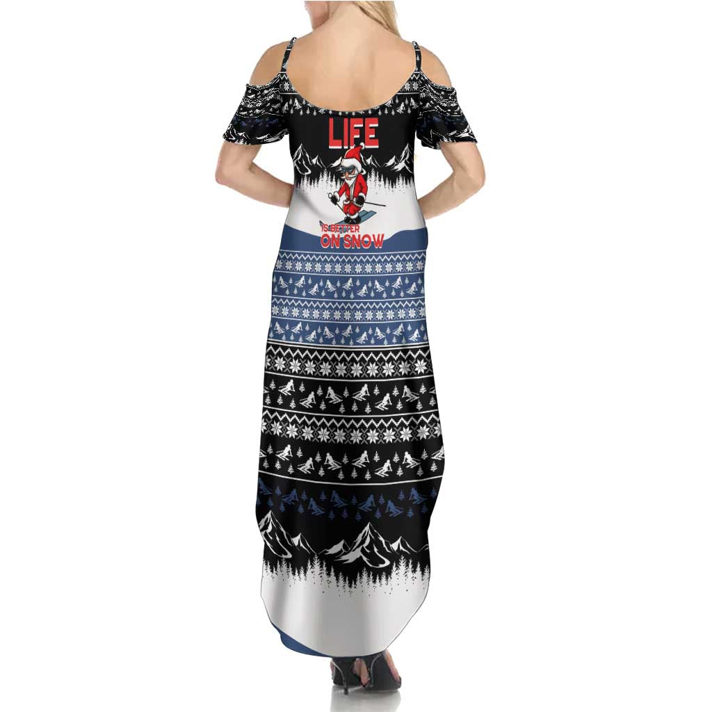 Skiing Life Is Better On Snow Christmas Family Matching Summer Maxi Dress and Hawaiian Shirt Xmas Holiday Patterns - Wonder Print Shop