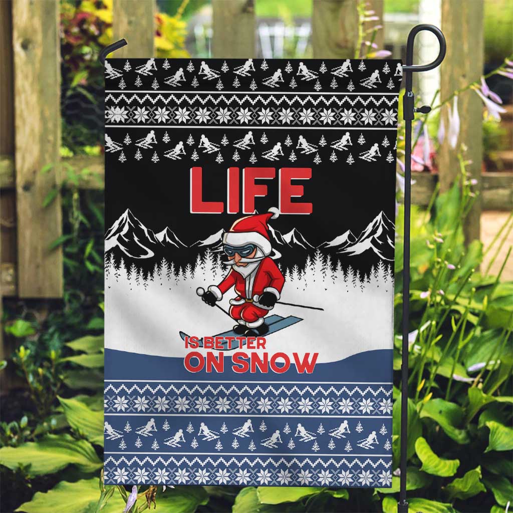Skiing Life Is Better On Snow Christmas Garden Flag Xmas Holiday Patterns - Wonder Print Shop