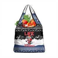 Skiing Life Is Better On Snow Christmas Grocery Bag Xmas Holiday Patterns - Wonder Print Shop