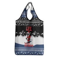 Skiing Life Is Better On Snow Christmas Grocery Bag Xmas Holiday Patterns - Wonder Print Shop