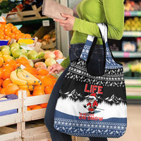 Skiing Life Is Better On Snow Christmas Grocery Bag Xmas Holiday Patterns - Wonder Print Shop