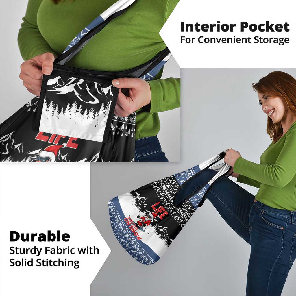Skiing Life Is Better On Snow Christmas Grocery Bag Xmas Holiday Patterns - Wonder Print Shop