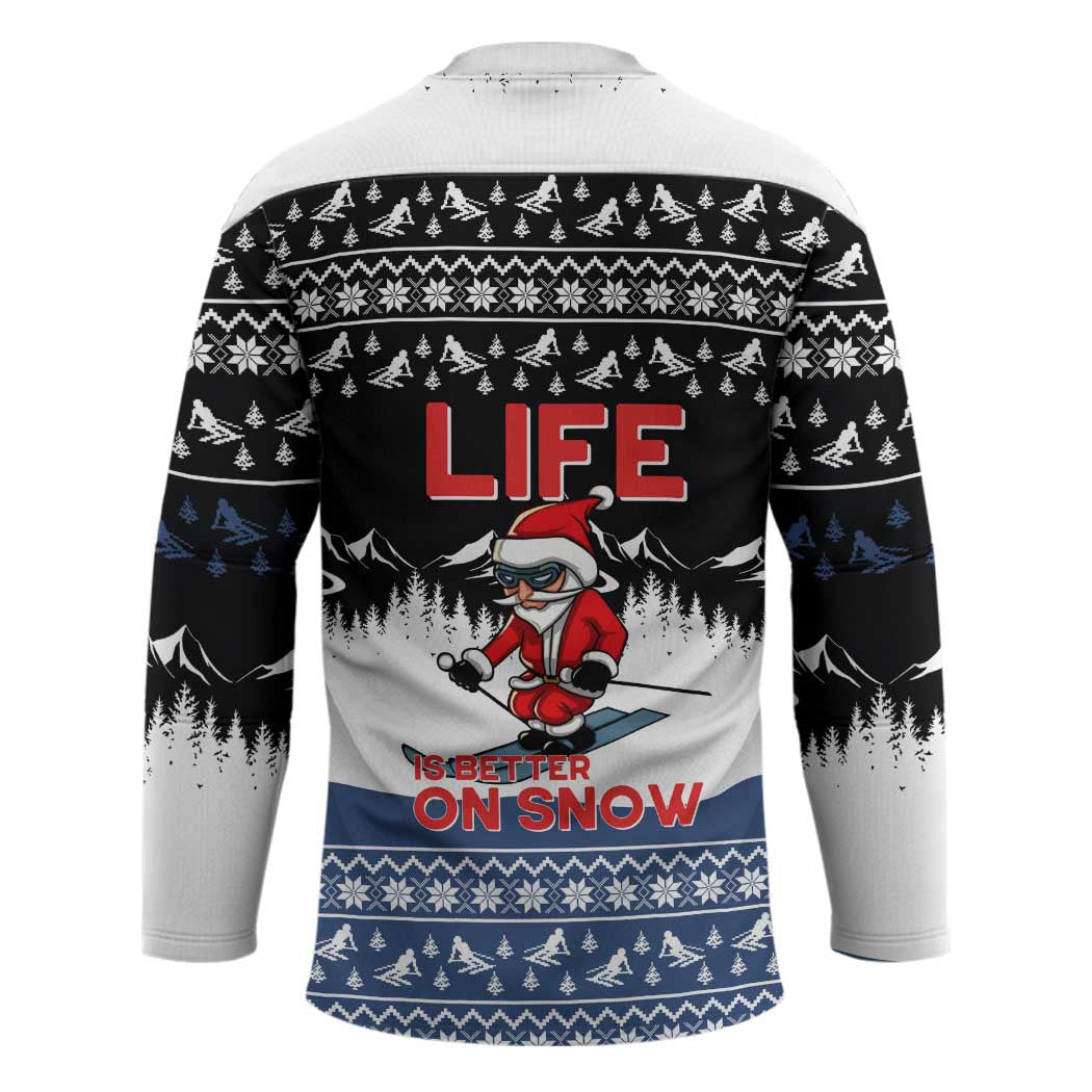 Skiing Life Is Better On Snow Christmas Hockey Jersey Xmas Holiday Patterns - Wonder Print Shop