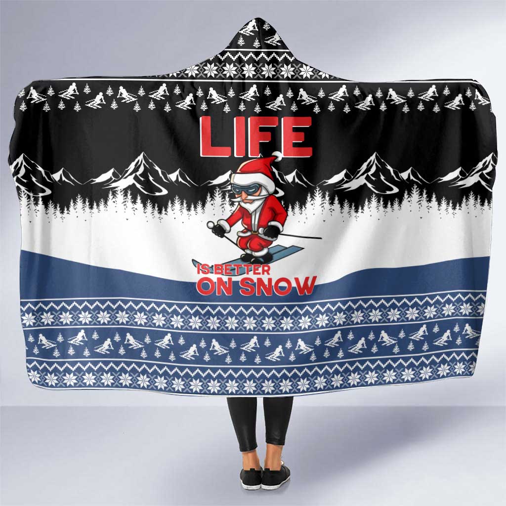 Skiing Life Is Better On Snow Christmas Hooded Blanket Xmas Holiday Patterns - Wonder Print Shop