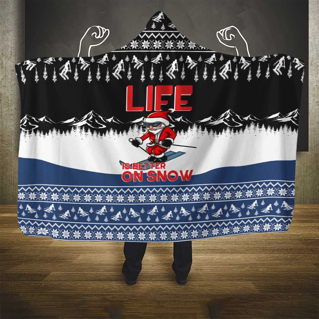 Skiing Life Is Better On Snow Christmas Hooded Blanket Xmas Holiday Patterns - Wonder Print Shop
