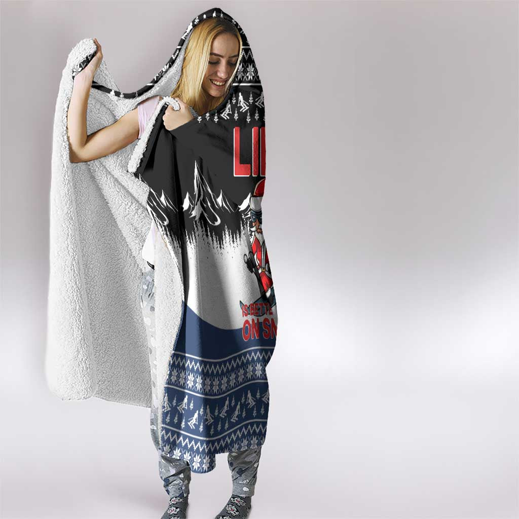 Skiing Life Is Better On Snow Christmas Hooded Blanket Xmas Holiday Patterns - Wonder Print Shop