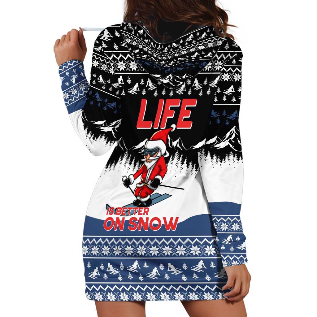 Skiing Life Is Better On Snow Christmas Hoodie Dress Xmas Holiday Patterns - Wonder Print Shop