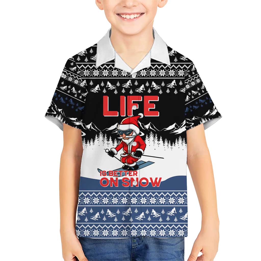 Skiing Life Is Better On Snow Christmas Kid Hawaiian Shirt Xmas Holiday Patterns - Wonder Print Shop