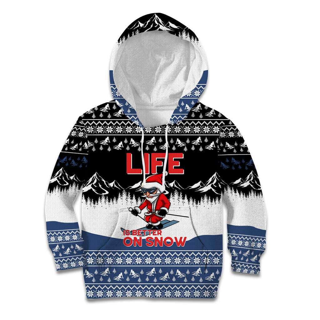Skiing Life Is Better On Snow Christmas Kid Hoodie Xmas Holiday Patterns - Wonder Print Shop