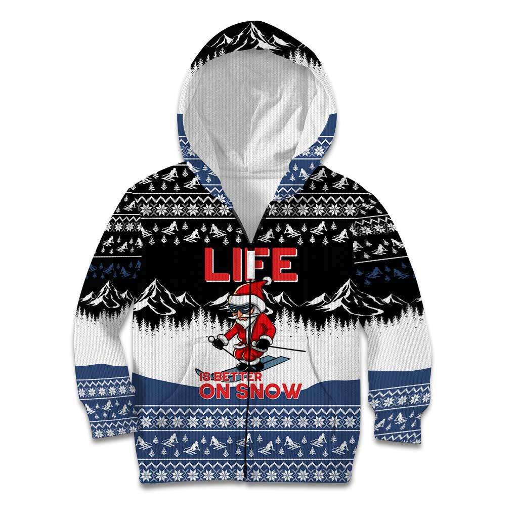 Skiing Life Is Better On Snow Christmas Kid Hoodie Xmas Holiday Patterns - Wonder Print Shop