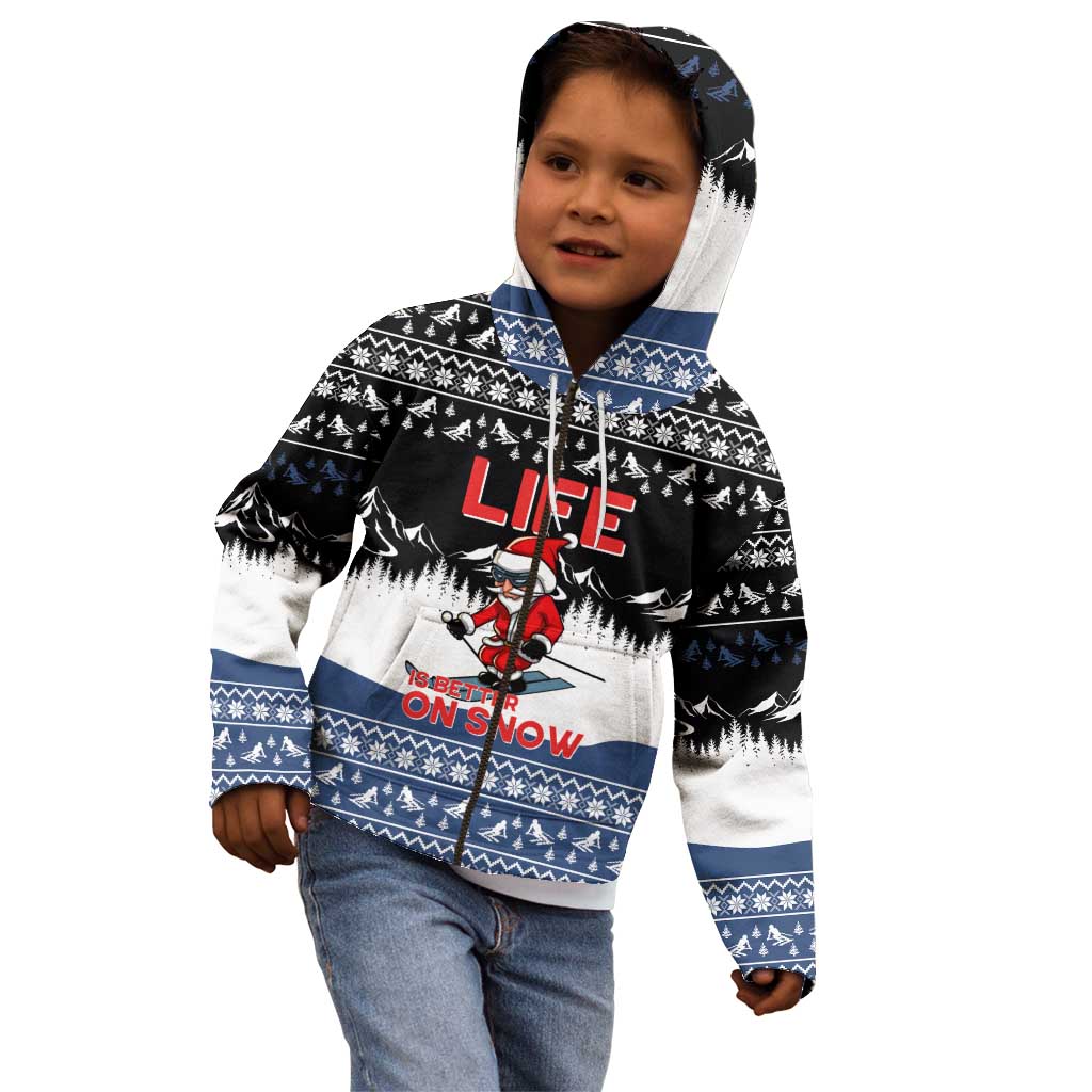 Skiing Life Is Better On Snow Christmas Kid Hoodie Xmas Holiday Patterns - Wonder Print Shop