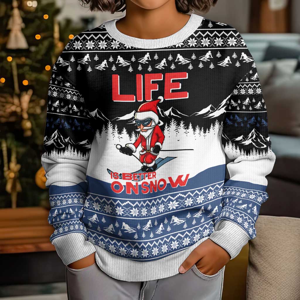 Skiing Life Is Better On Snow Christmas Kid Ugly Christmas Sweater Xmas Holiday Patterns - Wonder Print Shop