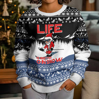 Skiing Life Is Better On Snow Christmas Kid Ugly Christmas Sweater Xmas Holiday Patterns - Wonder Print Shop
