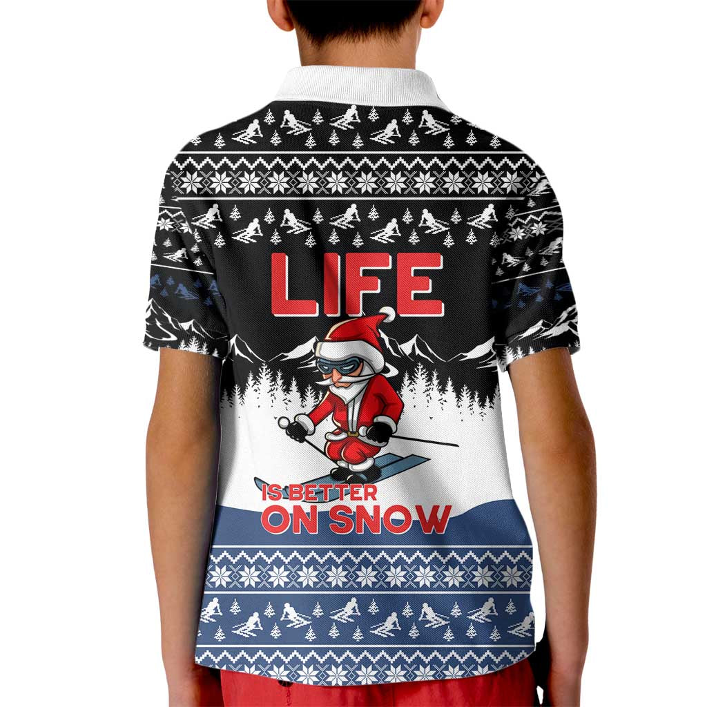 Skiing Life Is Better On Snow Christmas Kid Polo Shirt Xmas Holiday Patterns - Wonder Print Shop