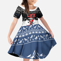 Skiing Life Is Better On Snow Christmas Kid Short Sleeve Dress Xmas Holiday Patterns - Wonder Print Shop