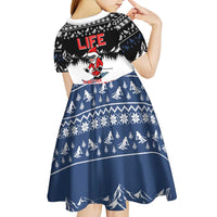 Skiing Life Is Better On Snow Christmas Kid Short Sleeve Dress Xmas Holiday Patterns - Wonder Print Shop
