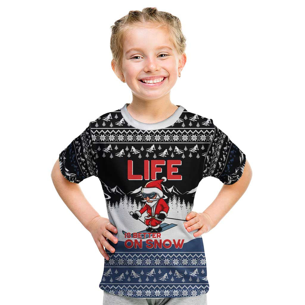 Skiing Life Is Better On Snow Christmas Kid T Shirt Xmas Holiday Patterns - Wonder Print Shop