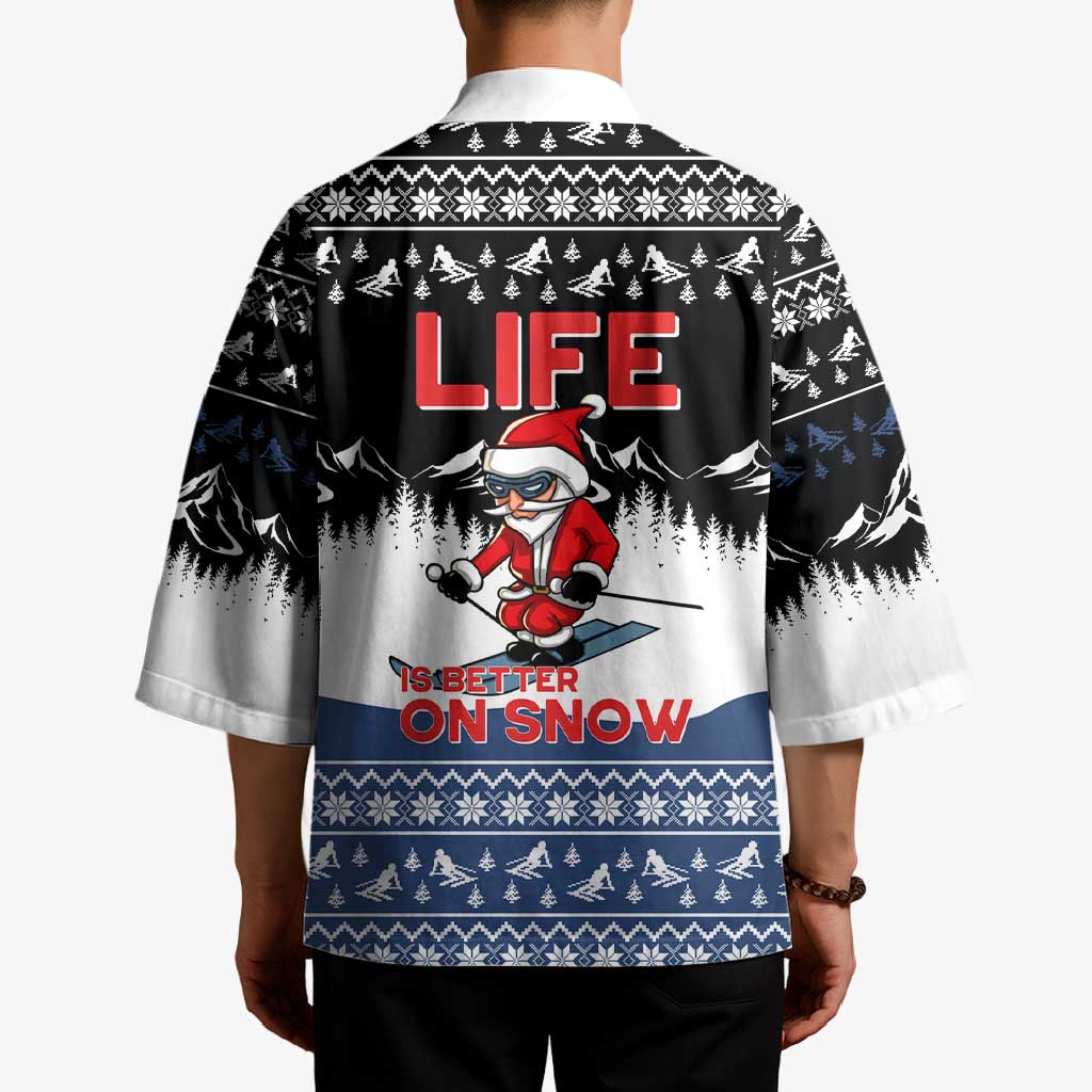 Skiing Life Is Better On Snow Christmas Kimono Xmas Holiday Patterns - Wonder Print Shop