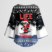 Skiing Life Is Better On Snow Christmas Kimono Sleeve Blouse Xmas Holiday Patterns - Wonder Print Shop