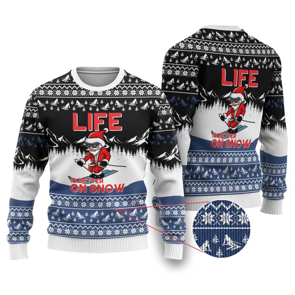 Skiing Life Is Better On Snow Christmas Ugly Christmas Sweater Xmas Holiday Patterns - Wonder Print Shop