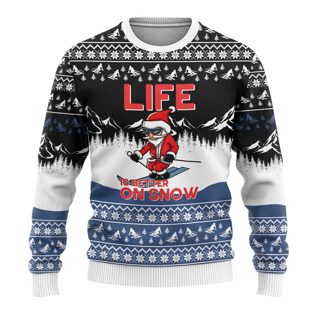 Skiing Life Is Better On Snow Christmas Ugly Christmas Sweater Xmas Holiday Patterns - Wonder Print Shop