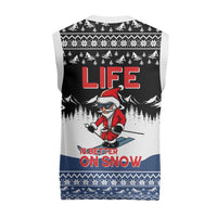 Skiing Life Is Better On Snow Christmas Knitted V-Neck Vest Xmas Holiday Patterns - Wonder Print Shop