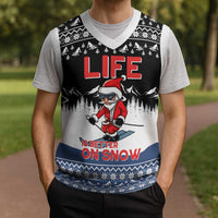 Skiing Life Is Better On Snow Christmas Knitted V-Neck Vest Xmas Holiday Patterns - Wonder Print Shop