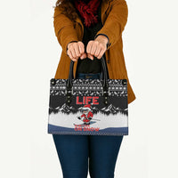 Skiing Life Is Better On Snow Christmas Leather Bag Xmas Holiday Patterns - Wonder Print Shop