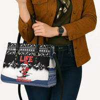 Skiing Life Is Better On Snow Christmas Leather Bag Xmas Holiday Patterns - Wonder Print Shop