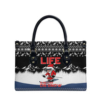 Skiing Life Is Better On Snow Christmas Leather Bag Xmas Holiday Patterns - Wonder Print Shop