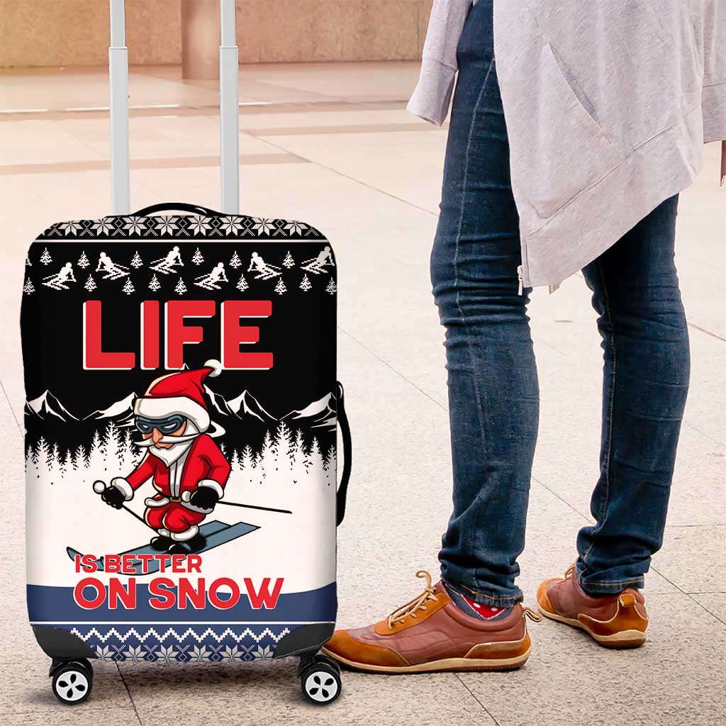 Skiing Life Is Better On Snow Christmas Luggage Cover Xmas Holiday Patterns - Wonder Print Shop