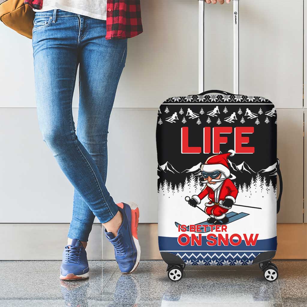 Skiing Life Is Better On Snow Christmas Luggage Cover Xmas Holiday Patterns - Wonder Print Shop