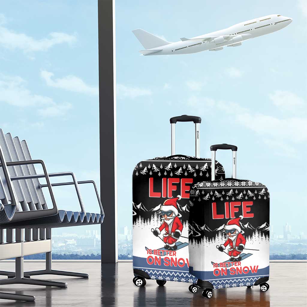 Skiing Life Is Better On Snow Christmas Luggage Cover Xmas Holiday Patterns - Wonder Print Shop